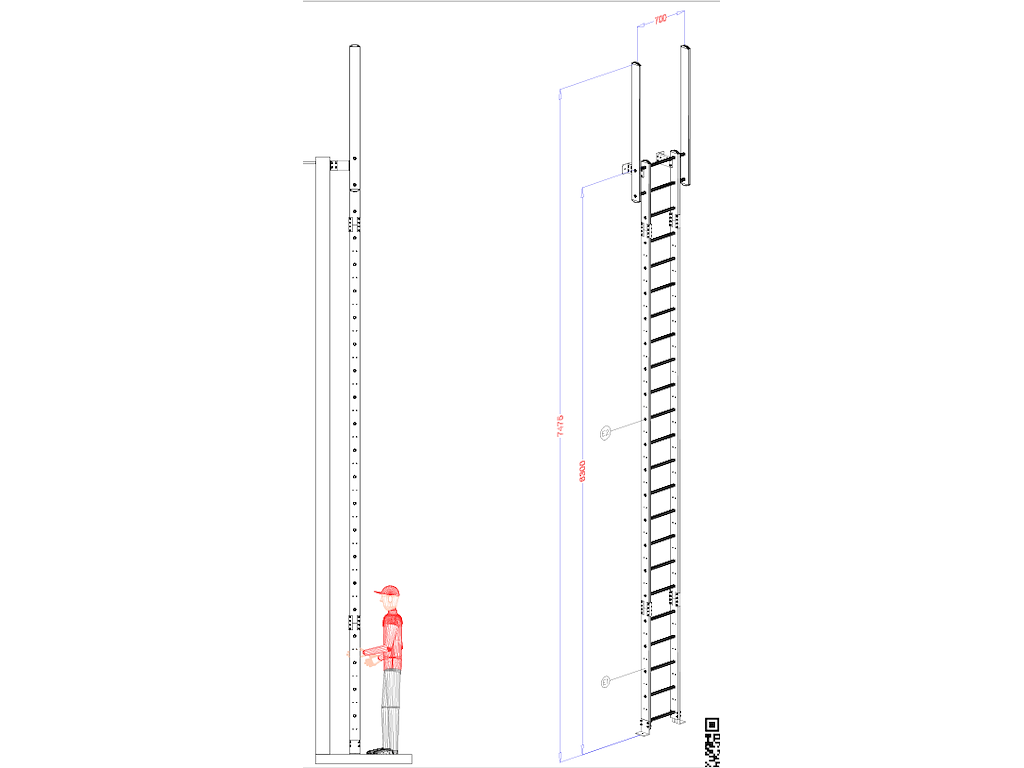 Lejder fritstående u. rygbøjle 6,3 m