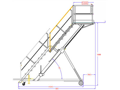 Højdejusterbar flyplatform 2500 til 3500 mm | Bred kurv