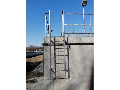 Lejder/vægstige u. rygbøjle 7,28 m | Rustfrit stål A4